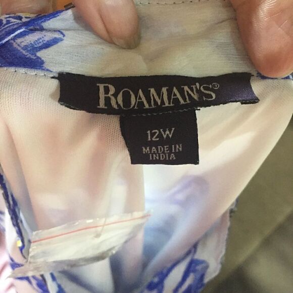 Roaman’s size 12W NWT white long sleeved lined embellished shirt 100% polyester - Picture 6 of 10